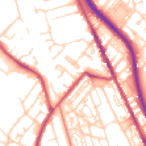 Daytime road noise heatmap for CH62 5JG