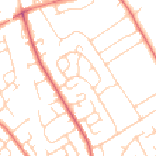 Daytime road noise heatmap for CH62 6DU