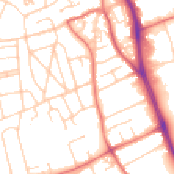 Daytime road noise heatmap for CH62 7BU