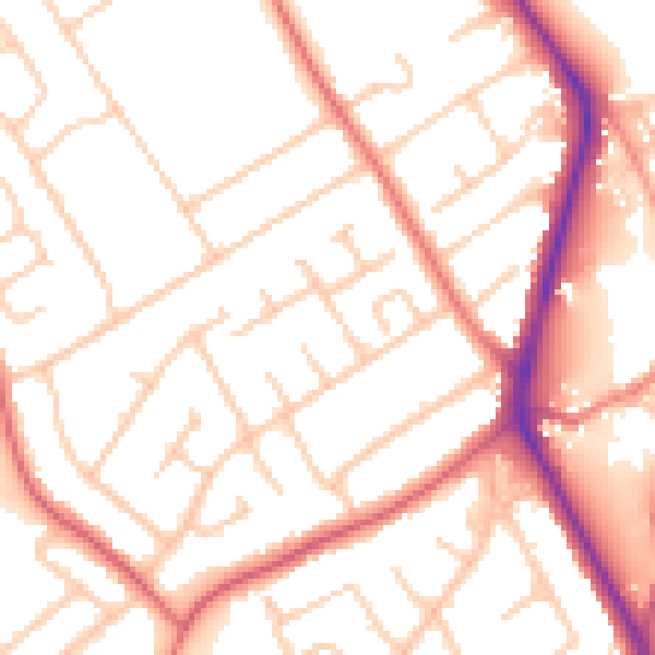 Daytime road noise heatmap for CH62 8DB