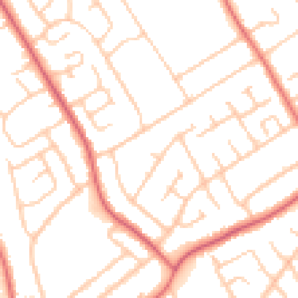 Daytime road noise heatmap for CH62 8DS