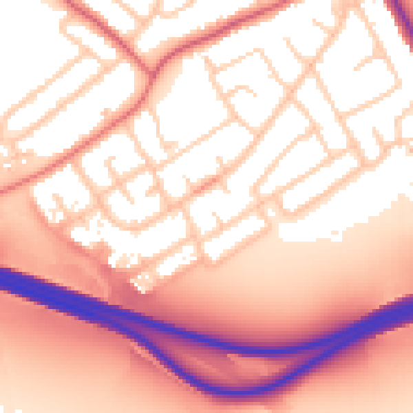 Daytime road noise heatmap for CH62 9DB