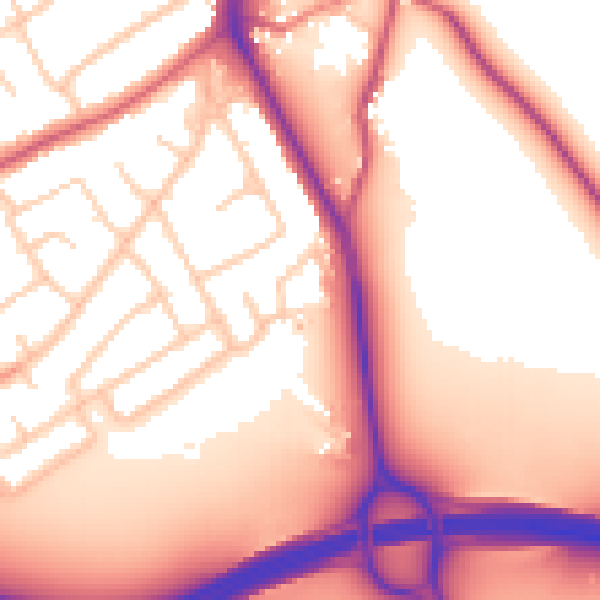 Daytime road noise heatmap for CH62 9EN