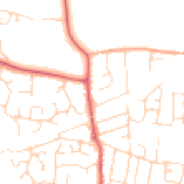 Daytime road noise heatmap for CM0 8BZ