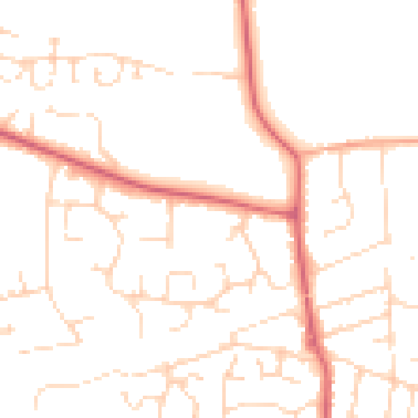 Daytime road noise heatmap for CM0 8DD
