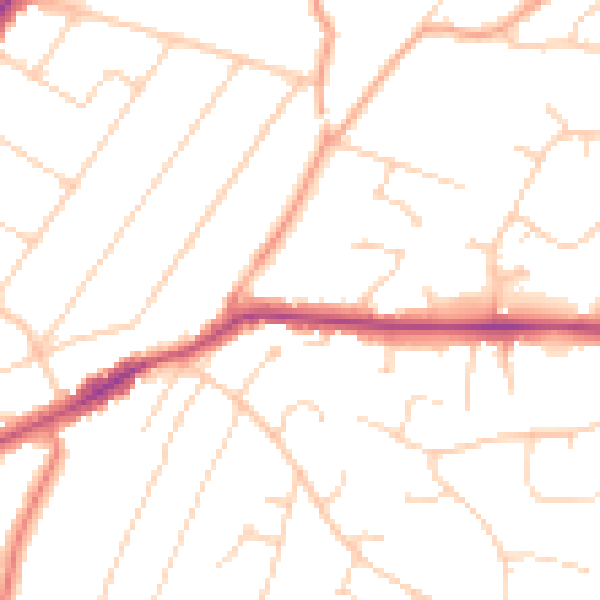 Daytime road noise heatmap for CM13 1AD