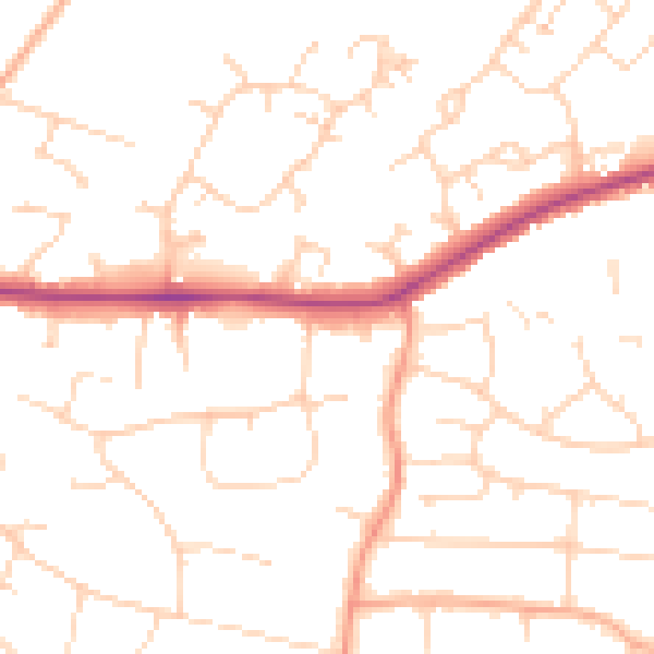 Daytime road noise heatmap for CM13 1AU