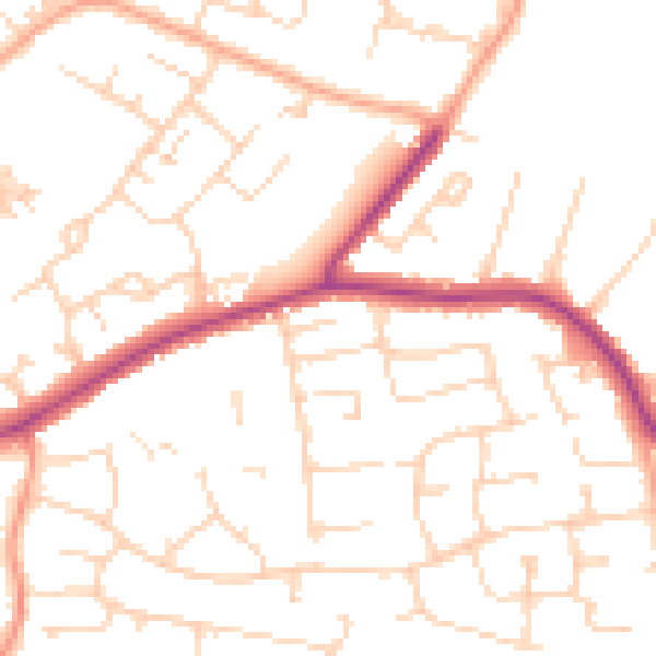 Daytime road noise heatmap for CM13 1PD