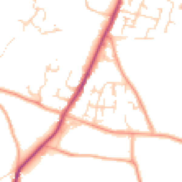 Daytime road noise heatmap for CM13 3DH