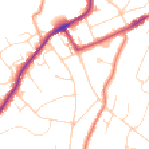 Daytime road noise heatmap for CM15 8JN