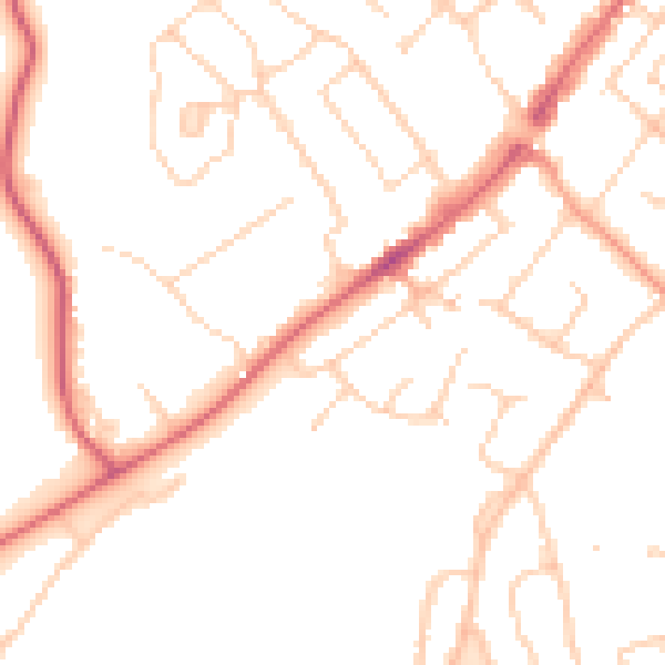 Daytime road noise heatmap for CM16 4AB