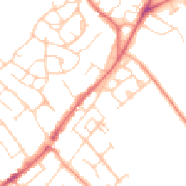 Daytime road noise heatmap for CM16 4AP