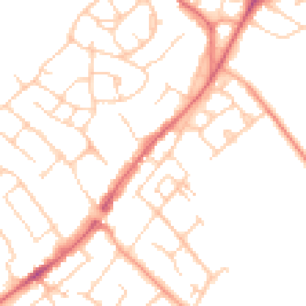 Daytime road noise heatmap for CM16 4AU