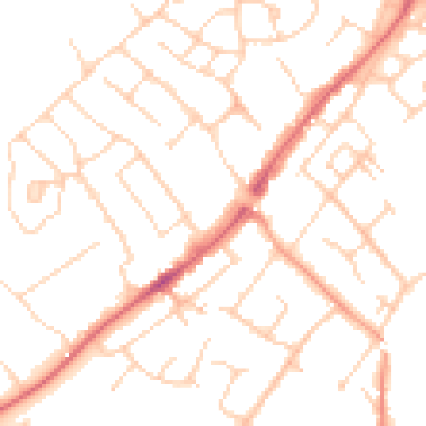 Daytime road noise heatmap for CM16 4BD