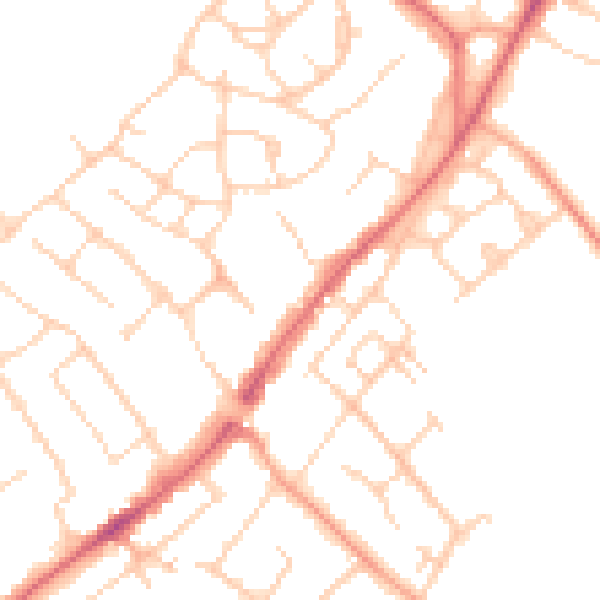 Daytime road noise heatmap for CM16 4BP
