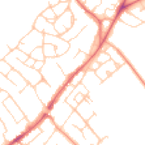 Daytime road noise heatmap for CM16 4DA