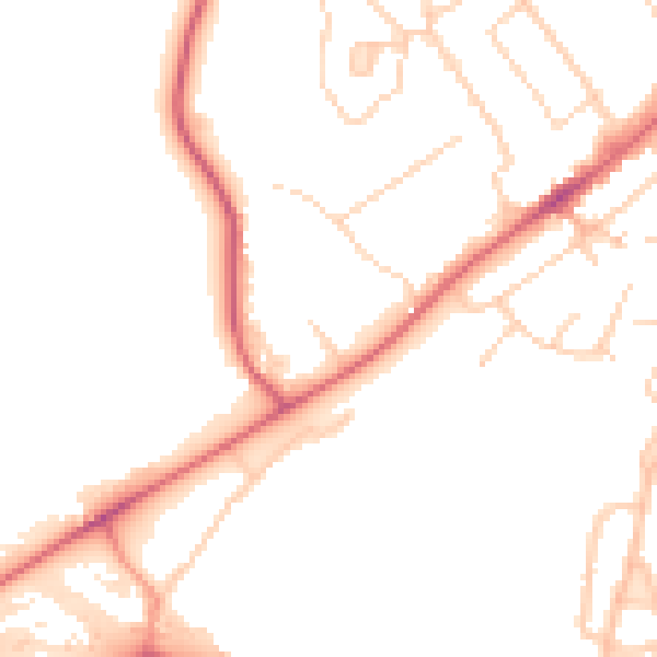 Daytime road noise heatmap for CM16 4DB
