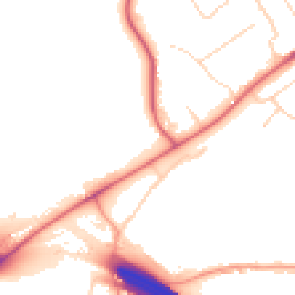 Daytime road noise heatmap for CM16 4DE