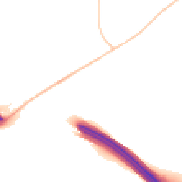 Night-time road noise heatmap for CM16 4DZ