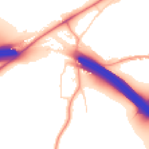 Daytime road noise heatmap for CM16 4EE