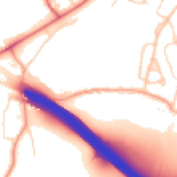 Daytime road noise heatmap for CM16 4EL