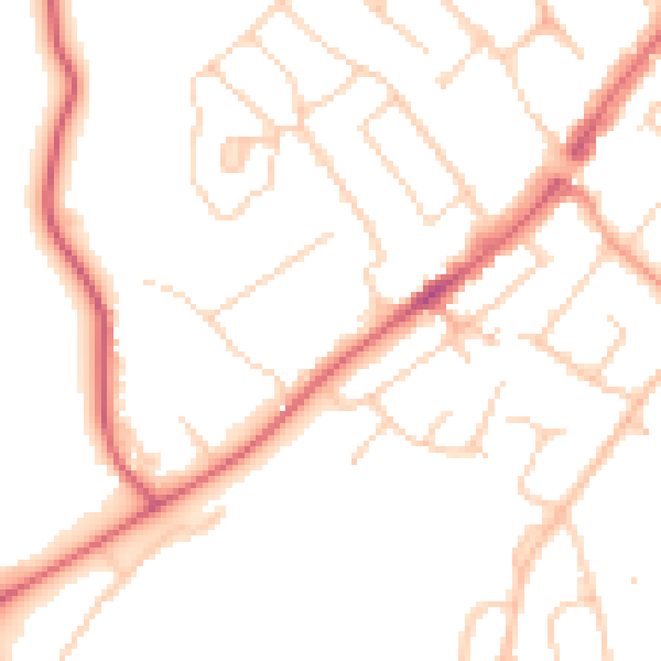 Daytime road noise heatmap for CM16 4FJ