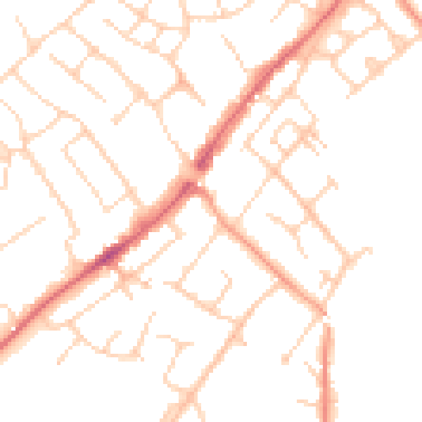 Daytime road noise heatmap for CM16 4HF