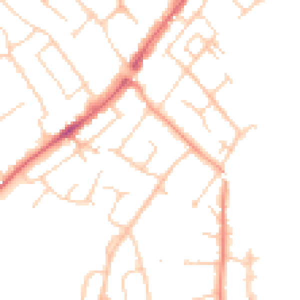 Daytime road noise heatmap for CM16 4JB