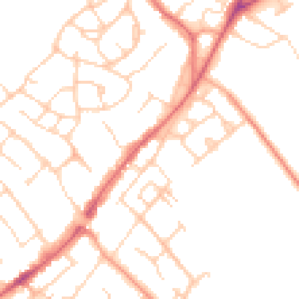 Daytime road noise heatmap for CM16 4LJ