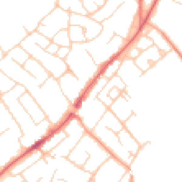 Daytime road noise heatmap for CM16 4LP