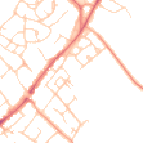 Daytime road noise heatmap for CM16 4PA