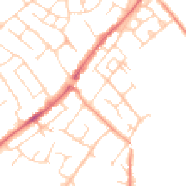 Daytime road noise heatmap for CM16 4PH