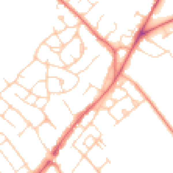 Daytime road noise heatmap for CM16 4RB