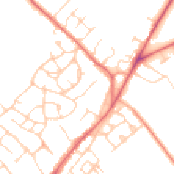 Daytime road noise heatmap for CM16 5AP