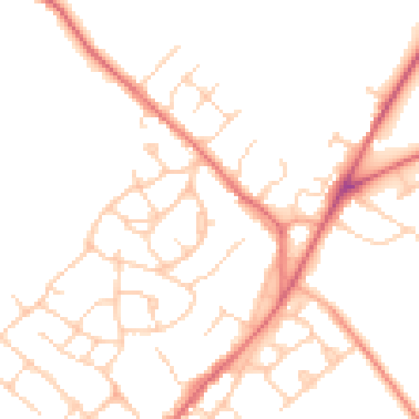 Daytime road noise heatmap for CM16 5AR