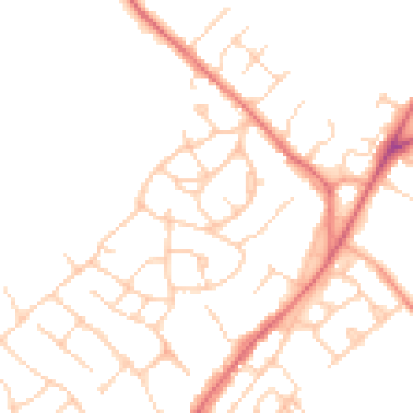 Daytime road noise heatmap for CM16 5BA