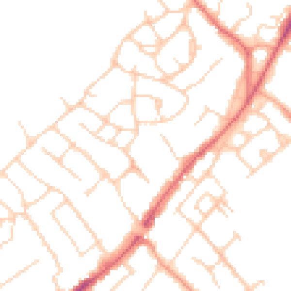 Daytime road noise heatmap for CM16 5DQ