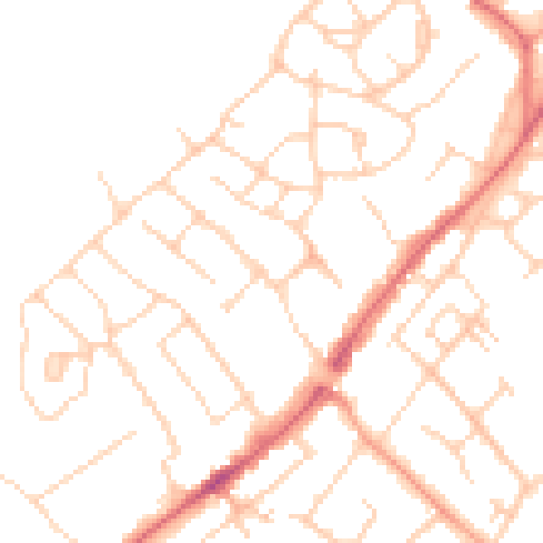 Daytime road noise heatmap for CM16 5EG