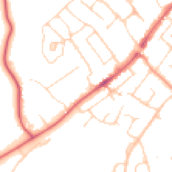 Daytime road noise heatmap for CM16 5EJ