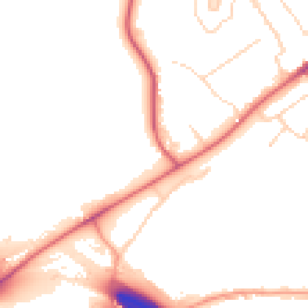 Daytime road noise heatmap for CM16 5HE