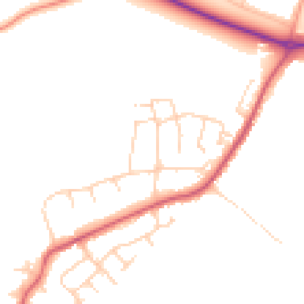 Daytime road noise heatmap for CM16 6EH