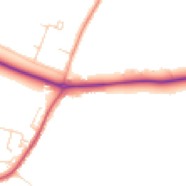 Daytime road noise heatmap for CM16 6EQ