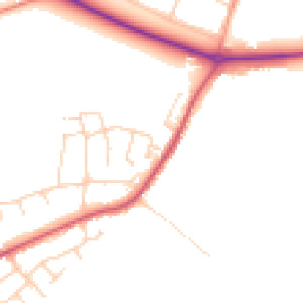 Daytime road noise heatmap for CM16 6JR