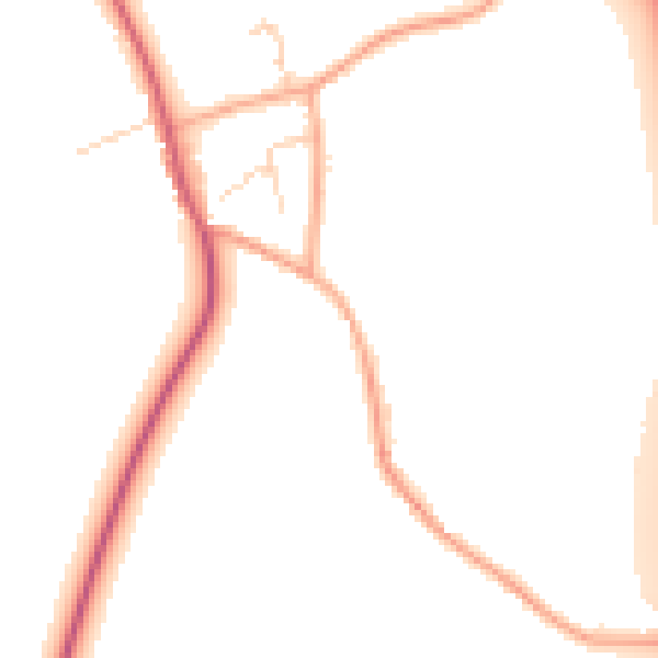 Daytime road noise heatmap for CM16 6LF