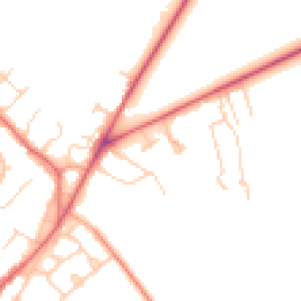Daytime road noise heatmap for CM16 6TJ