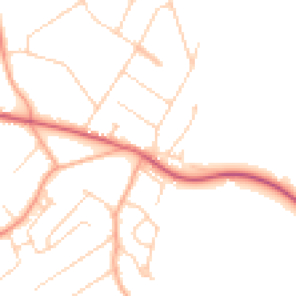 Daytime road noise heatmap for CM16 7EF