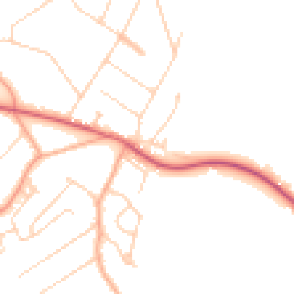 Daytime road noise heatmap for CM16 7HR