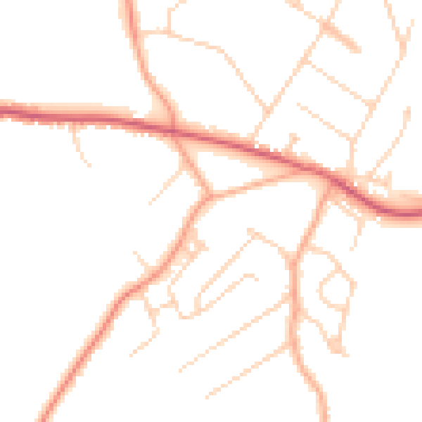 Daytime road noise heatmap for CM16 7ND