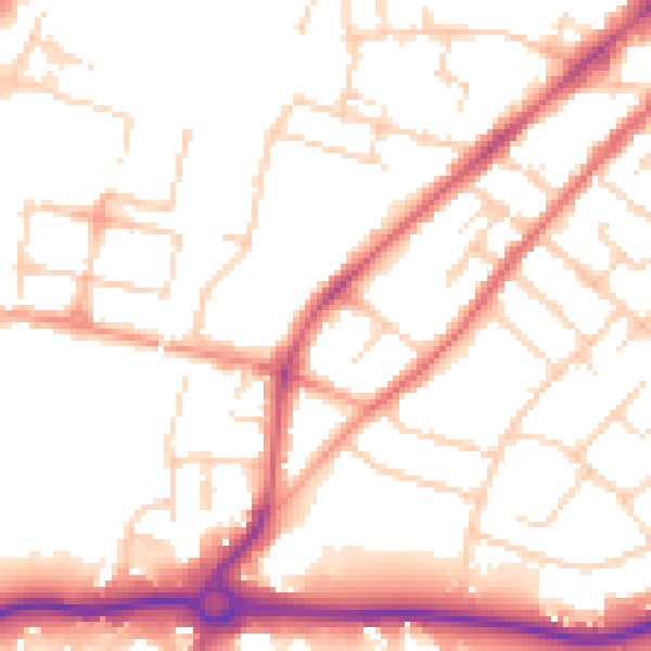 Daytime road noise heatmap for CM2 0AJ