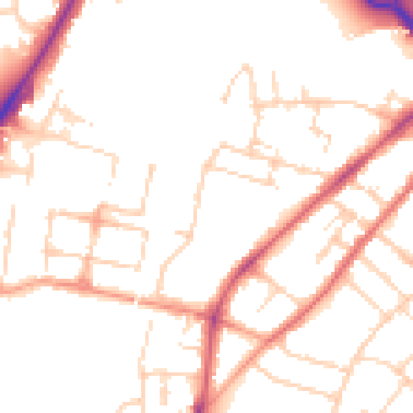Daytime road noise heatmap for CM2 0AZ
